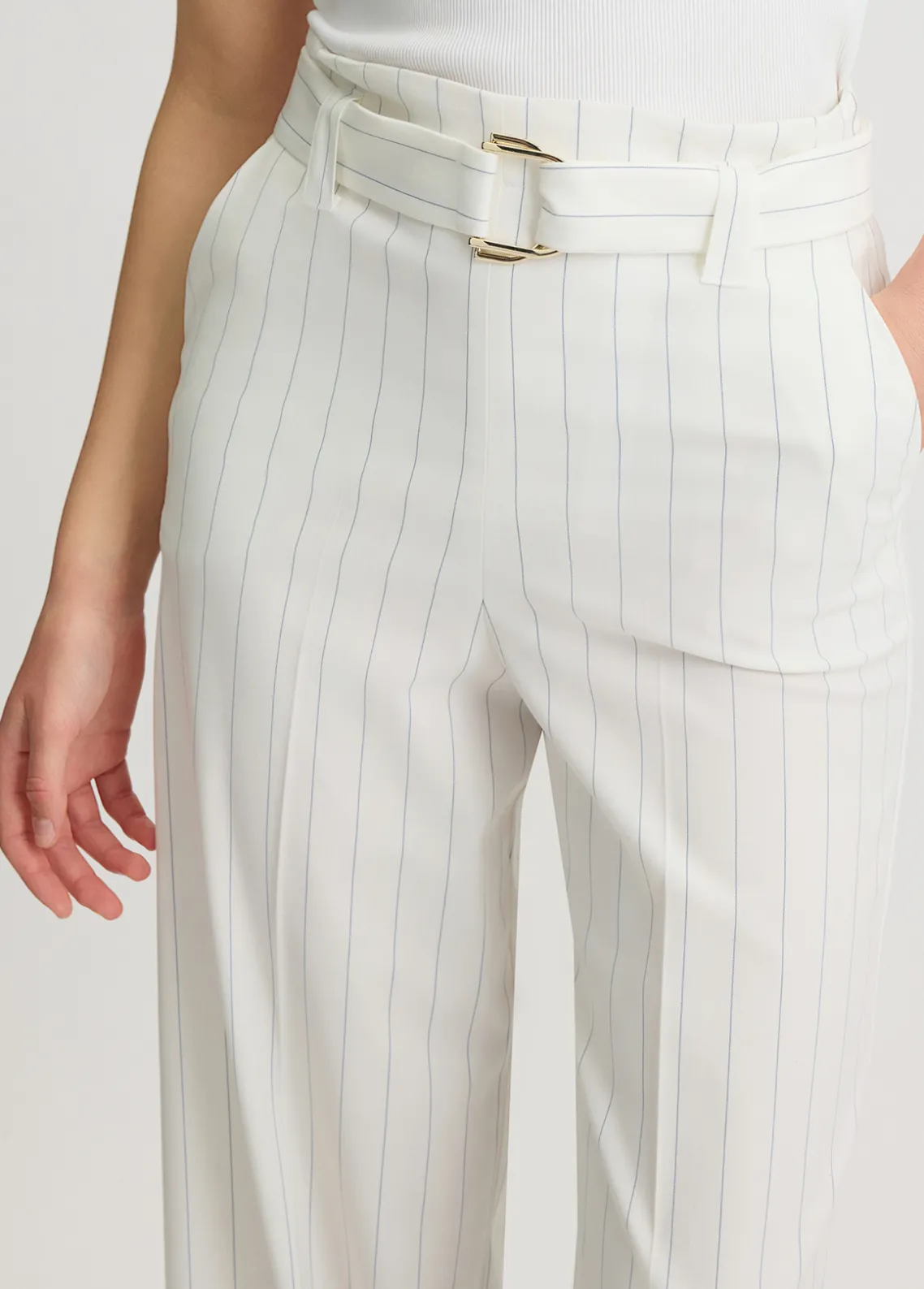 Liu Jo Pantalón de talle alto de raya diplomática-Mujer Pantalones|Tailleur