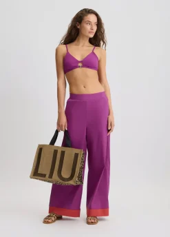 Liu Jo Pantalón palazzo de algodón-Mujer Moda Baño|Pantalones