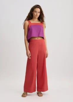 Liu Jo Pantalón palazzo de algodón-Mujer Moda Baño|Pantalones