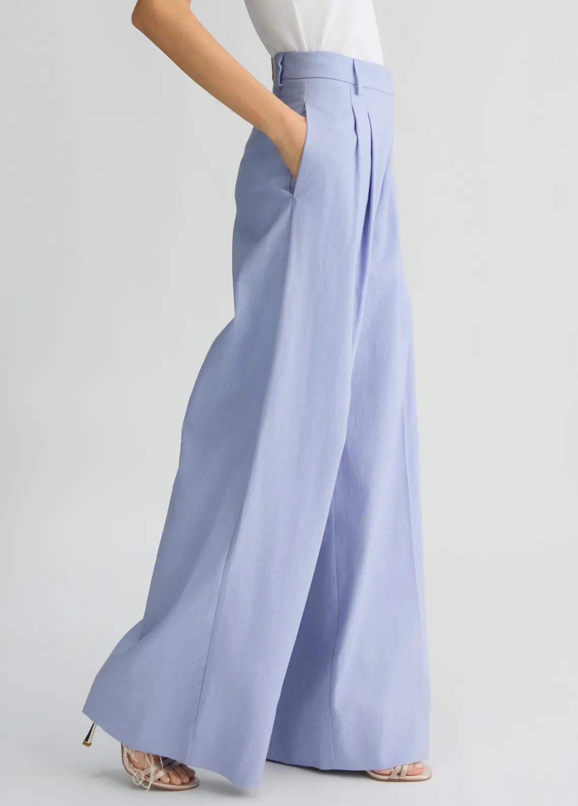 Liu Jo Pantalón palazzo de lino y algodón-Mujer Pantalones|Tailleur