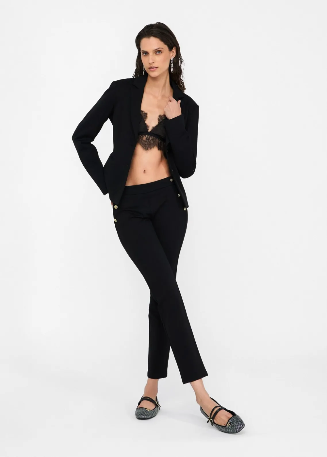 Liu Jo Pantalón pitillo con botones-Mujer Pantalones|Tailleur
