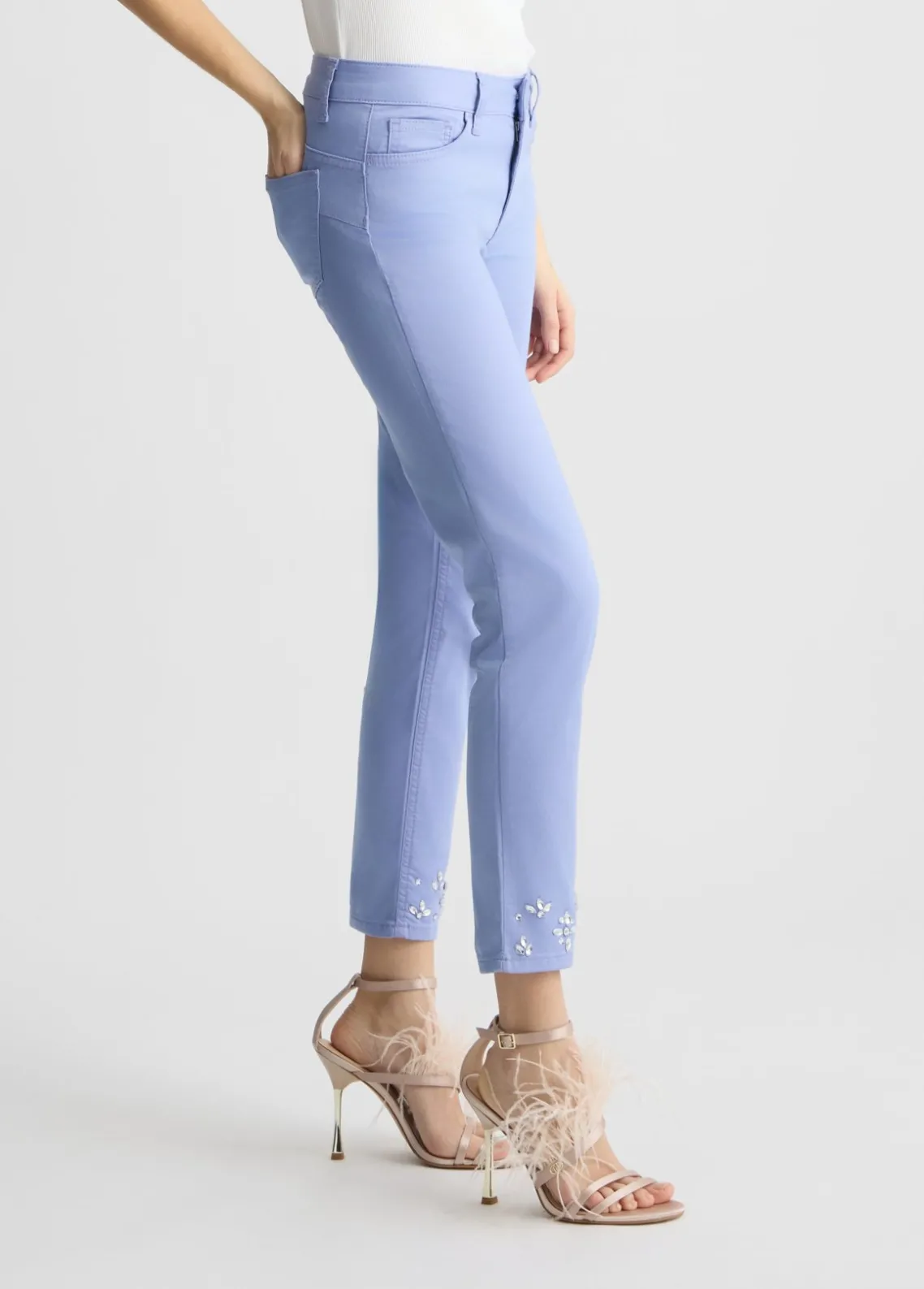 Liu Jo Pantalón pitillo con strass-Mujer Pantalones