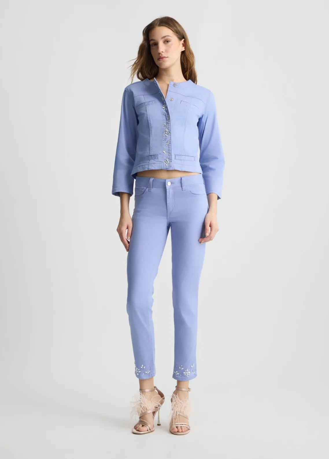 Liu Jo Pantalón pitillo con strass-Mujer Pantalones