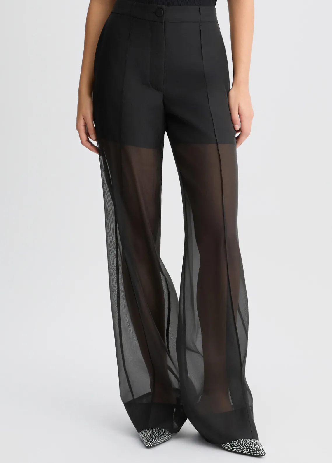 Liu Jo Pantalones rectos de organza-Mujer Pantalones|Tailleur