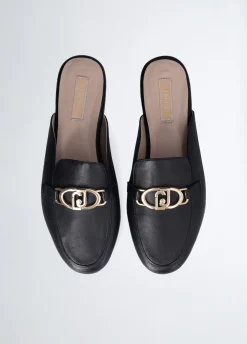Liu Jo Pantuflas de piel con logotipo-Mujer Mocasines