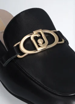 Liu Jo Pantuflas de piel con logotipo-Mujer Mocasines
