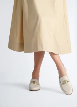 Liu Jo Pantuflas de piel con logotipo-Mujer Mocasines