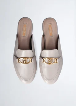 Liu Jo Pantuflas de piel con logotipo-Mujer Mocasines
