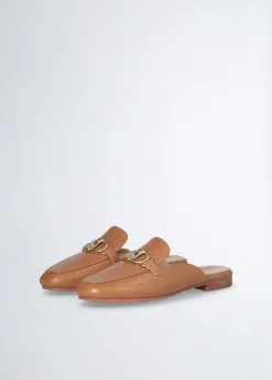 Liu Jo Pantuflas de piel con logotipo-Mujer Mocasines
