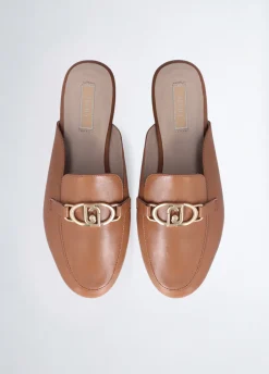 Liu Jo Pantuflas de piel con logotipo-Mujer Mocasines