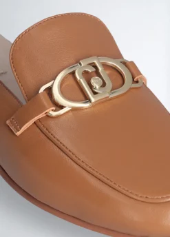 Liu Jo Pantuflas de piel con logotipo-Mujer Mocasines