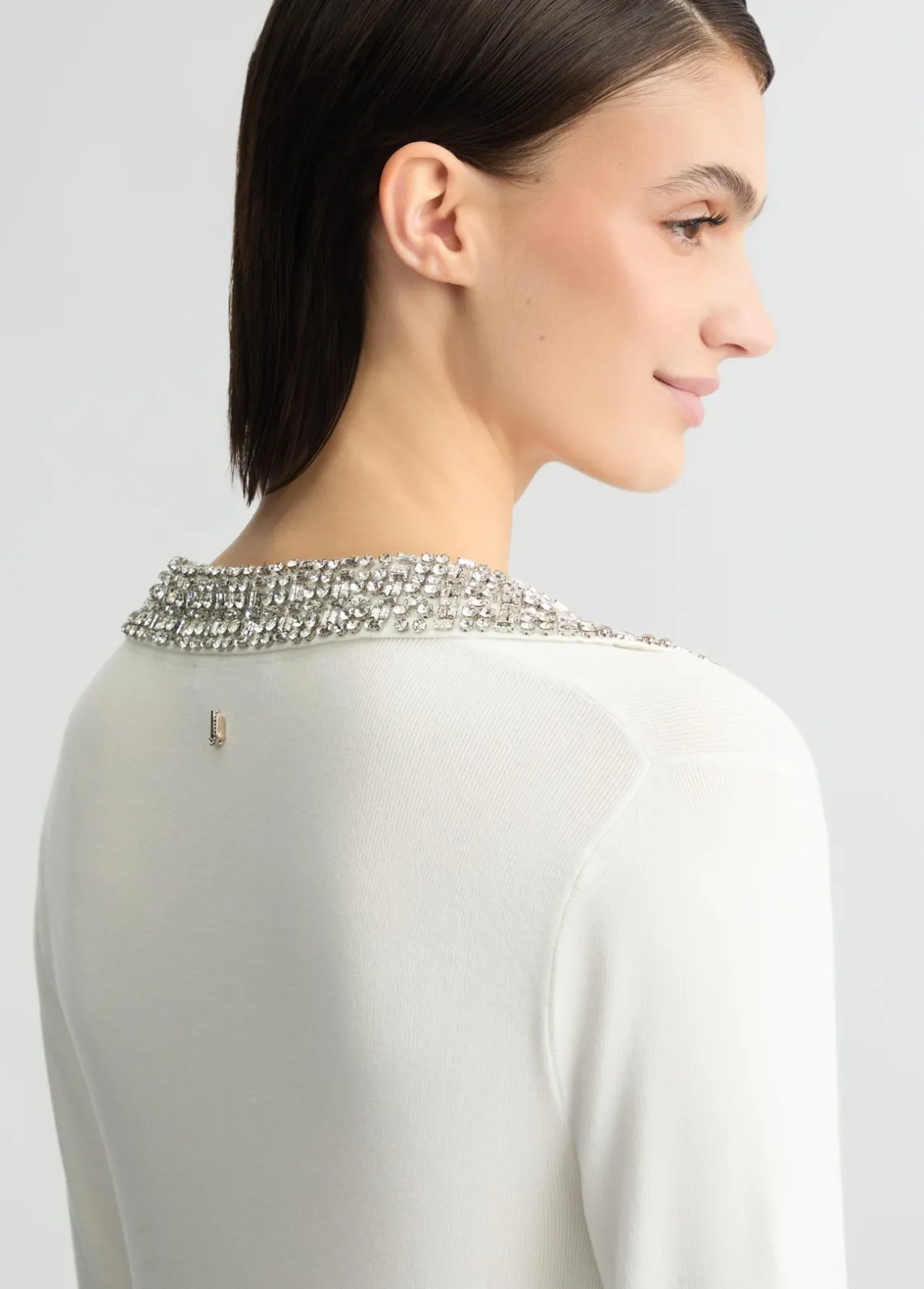 Liu Jo Polo blanco con bordados decorativos-Mujer Cárdigans Y Jerséis