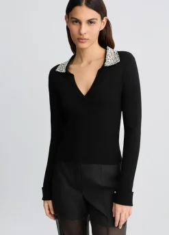 Liu Jo Polo con Bordado de Joya-Mujer Cárdigans Y Jerséis