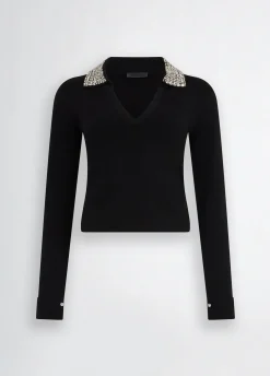 Liu Jo Polo con Bordado de Joya-Mujer Cárdigans Y Jerséis