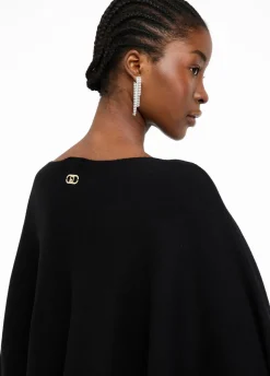 Liu Jo Poncho con flecos y tachuelas-Mujer Abrigos Y Chalecos