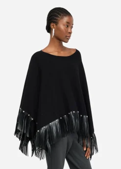 Liu Jo Poncho con flecos y tachuelas-Mujer Abrigos Y Chalecos