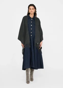Liu Jo Poncho con logotipo y flecos-Mujer Abrigos Y Chalecos