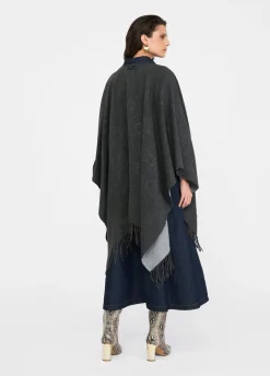 Liu Jo Poncho con logotipo y flecos-Mujer Abrigos Y Chalecos