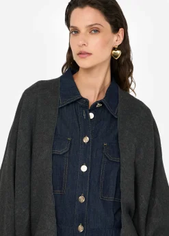 Liu Jo Poncho con logotipo y flecos-Mujer Abrigos Y Chalecos