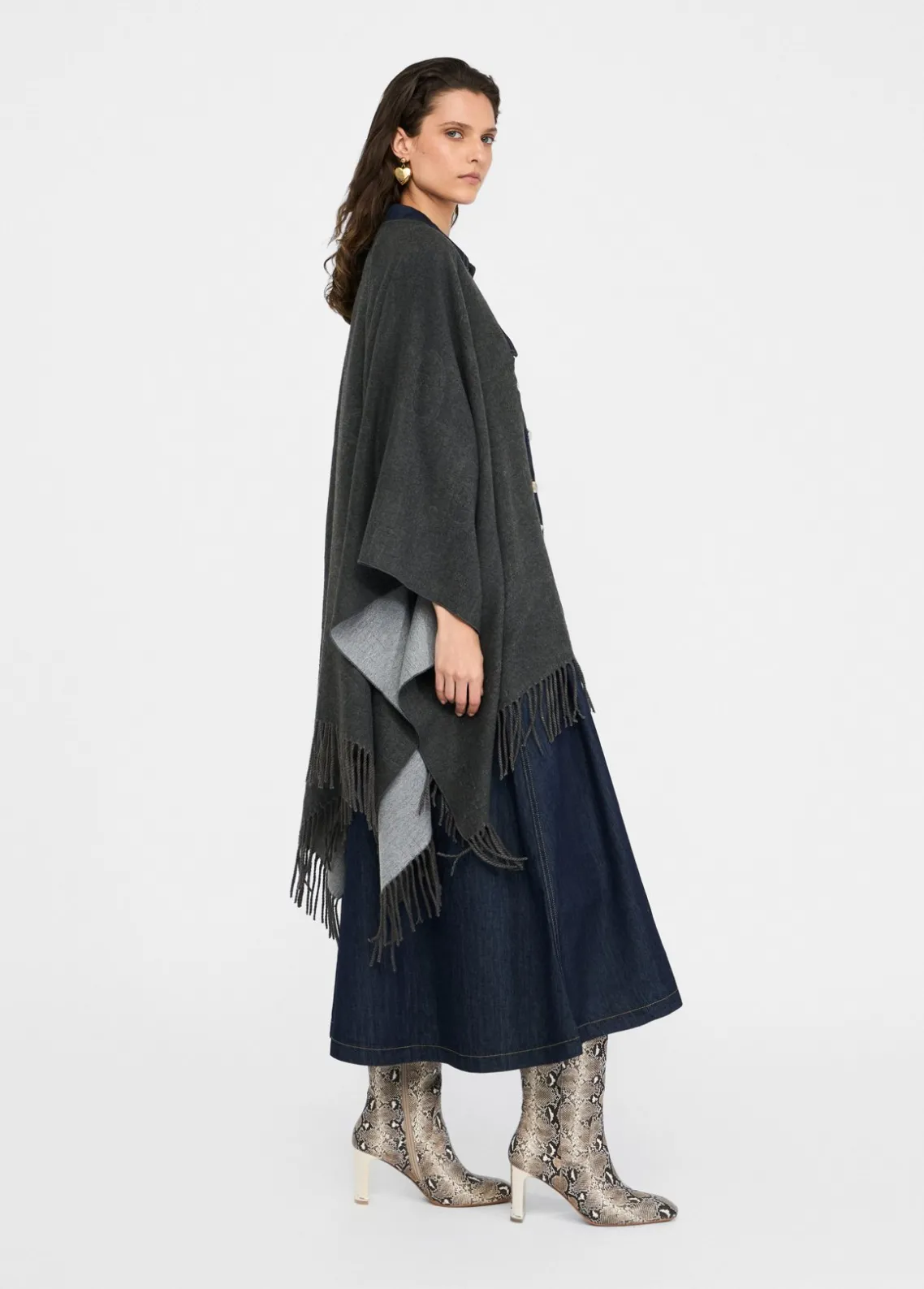 Liu Jo Poncho con logotipo y flecos-Mujer Abrigos Y Chalecos