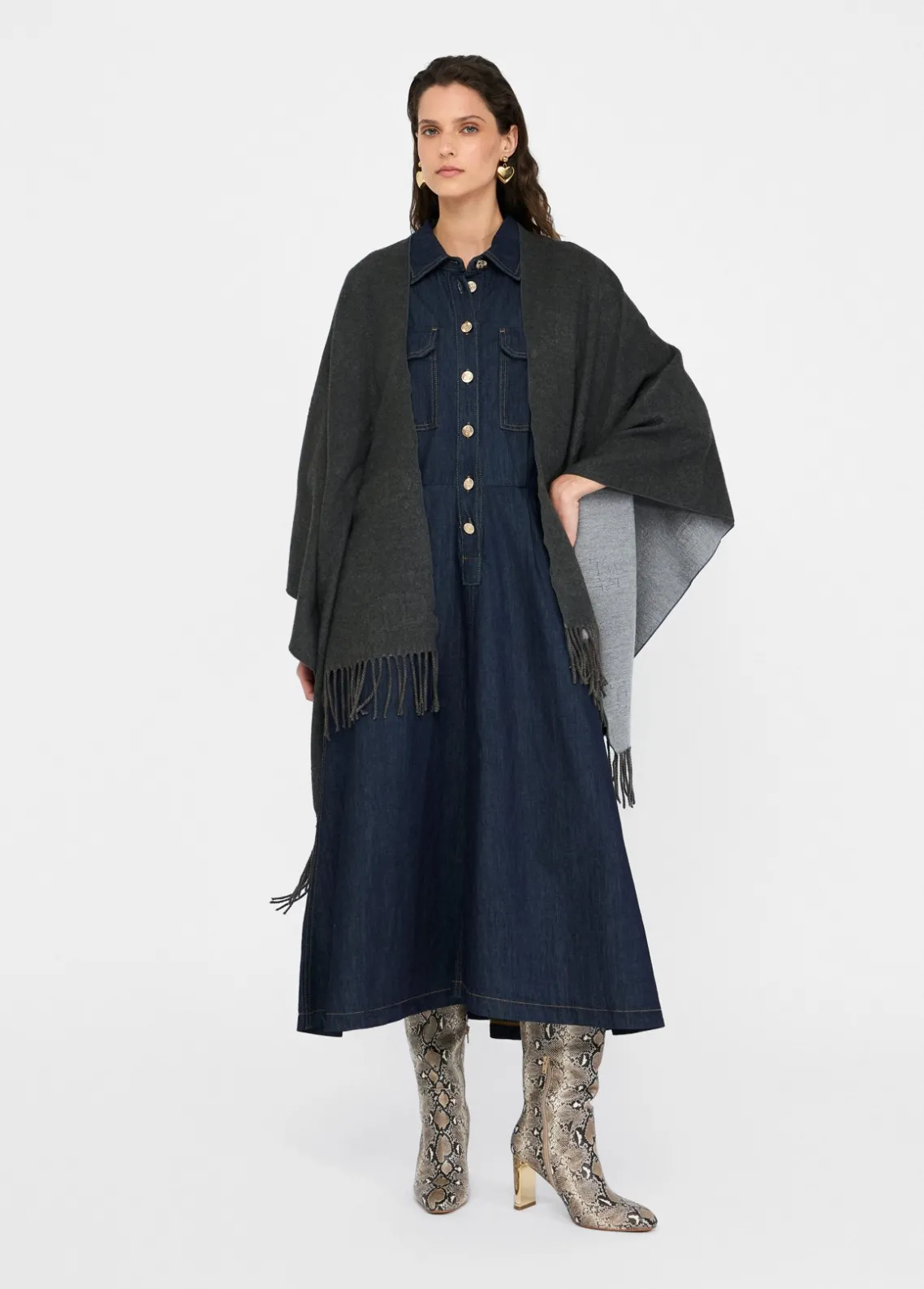Liu Jo Poncho con logotipo y flecos-Mujer Abrigos Y Chalecos
