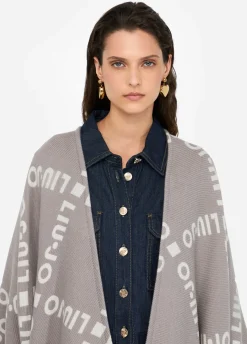 Liu Jo Poncho con logotipo y flecos-Mujer Abrigos Y Chalecos