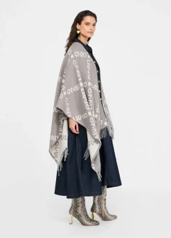 Liu Jo Poncho con logotipo y flecos-Mujer Abrigos Y Chalecos