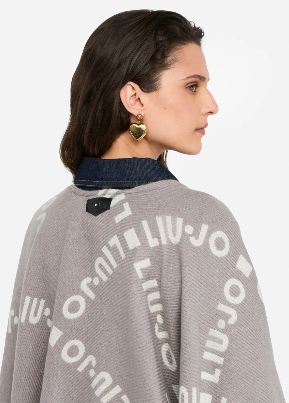 Liu Jo Poncho con logotipo y flecos-Mujer Abrigos Y Chalecos