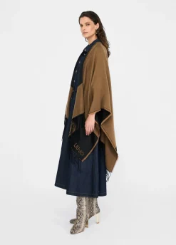 Liu Jo Poncho con logotipo y flecos-Mujer Abrigos Y Chalecos