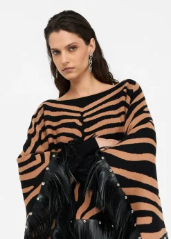 Liu Jo Poncho de cebra con flecos-Mujer Abrigos Y Chalecos