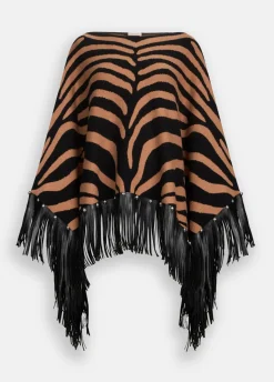 Liu Jo Poncho de cebra con flecos-Mujer Abrigos Y Chalecos