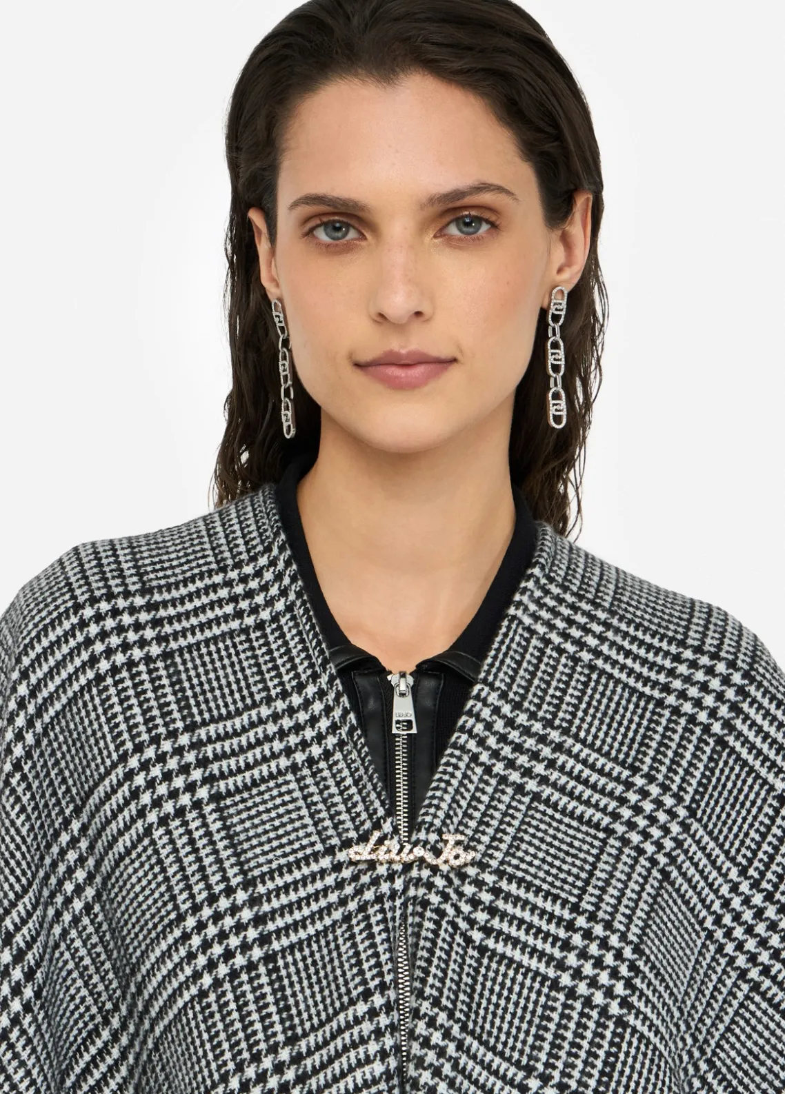 Liu Jo Poncho de Príncipe de Gales-Mujer Abrigos Y Chalecos