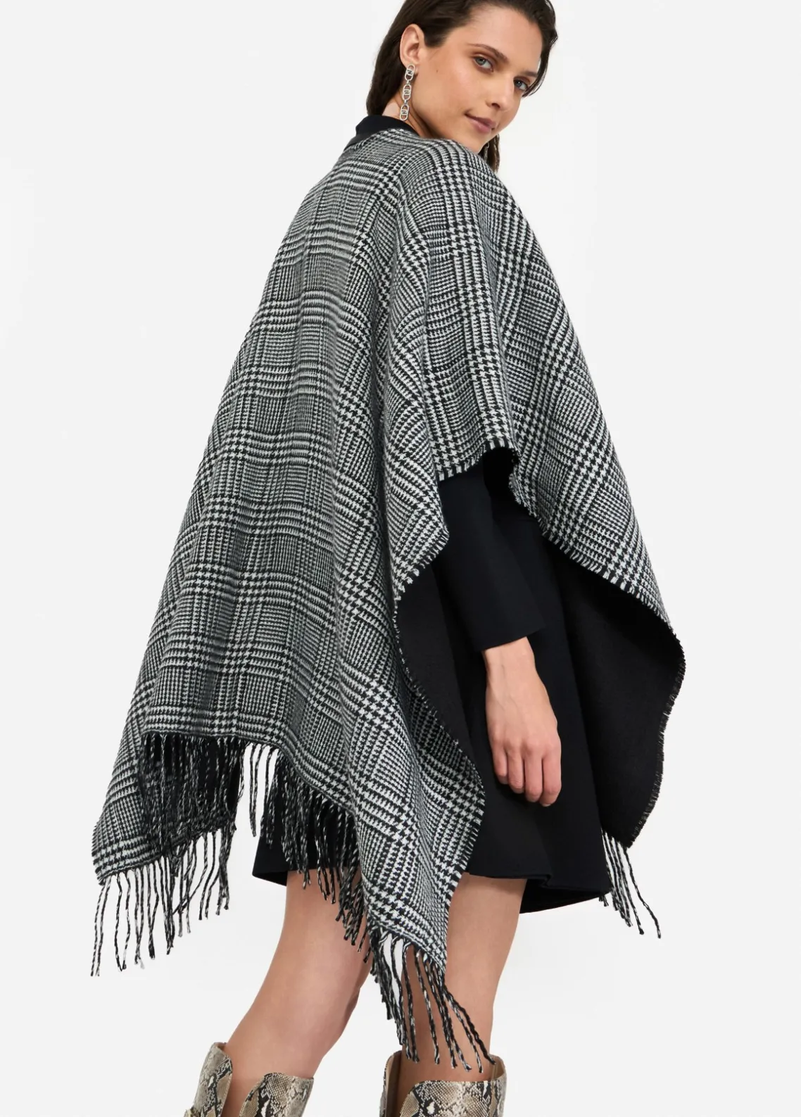 Liu Jo Poncho de Príncipe de Gales-Mujer Abrigos Y Chalecos