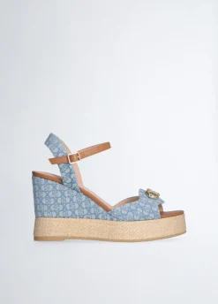 Liu Jo Sandalias de denim con cuña y monograma-Mujer Sandalias