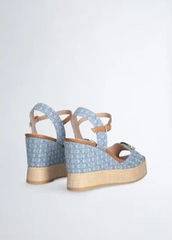 Liu Jo Sandalias de denim con cuña y monograma-Mujer Sandalias