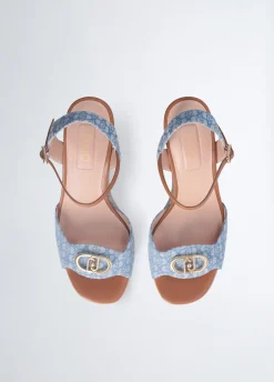 Liu Jo Sandalias de denim con cuña y monograma-Mujer Sandalias