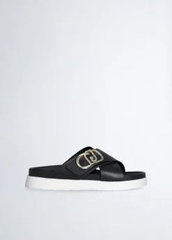Liu Jo Sandalias de piel con logotipo- Zapatos|Zapatos