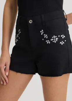 Liu Jo Shorts de talle alto con strass-Mujer Pantalones