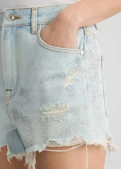 Liu Jo Shorts vaqueros con strass-Mujer Pantalones