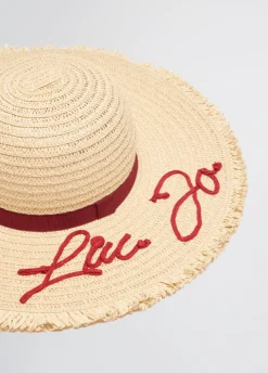 Liu Jo Sombrero de rafia con logotipo-Mujer Gorros|Moda Baño