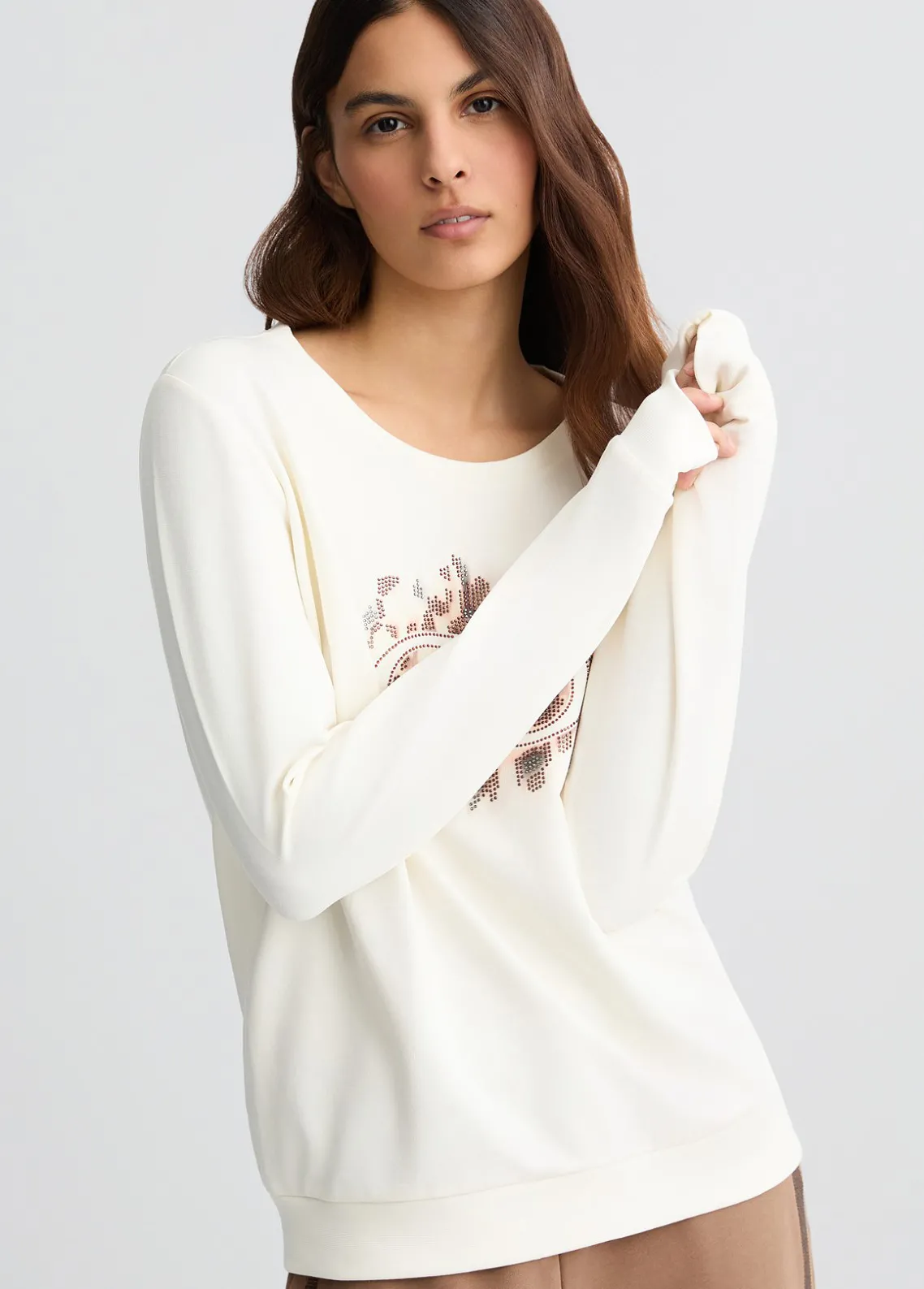 Liu Jo Sudadera con logotipo con estampado animal y strass-Mujer Sudaderas|Ropa Deportiva