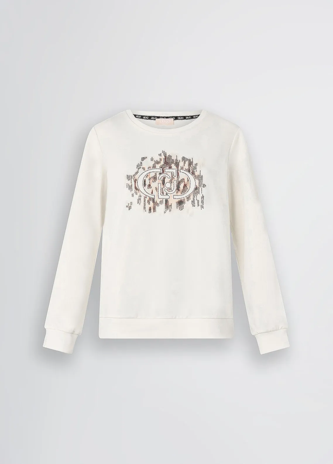 Liu Jo Sudadera con logotipo con estampado animal y strass-Mujer Sudaderas|Ropa Deportiva