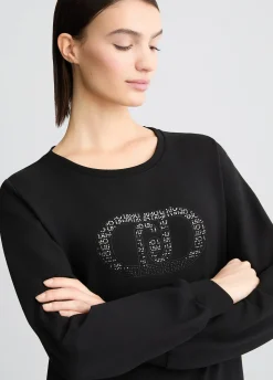 Liu Jo Sudadera con logotipo y strass-Mujer Sudaderas|Ropa Deportiva
