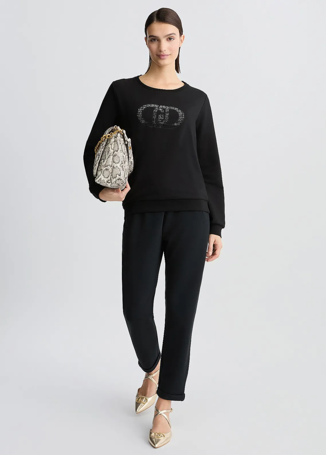 Liu Jo Sudadera con logotipo y strass-Mujer Sudaderas|Ropa Deportiva
