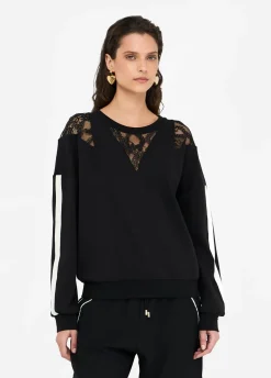 Liu Jo Sudadera de algodón con encaje-Mujer Sudaderas|Ropa Deportiva
