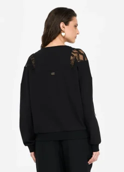Liu Jo Sudadera de algodón con encaje-Mujer Sudaderas|Ropa Deportiva
