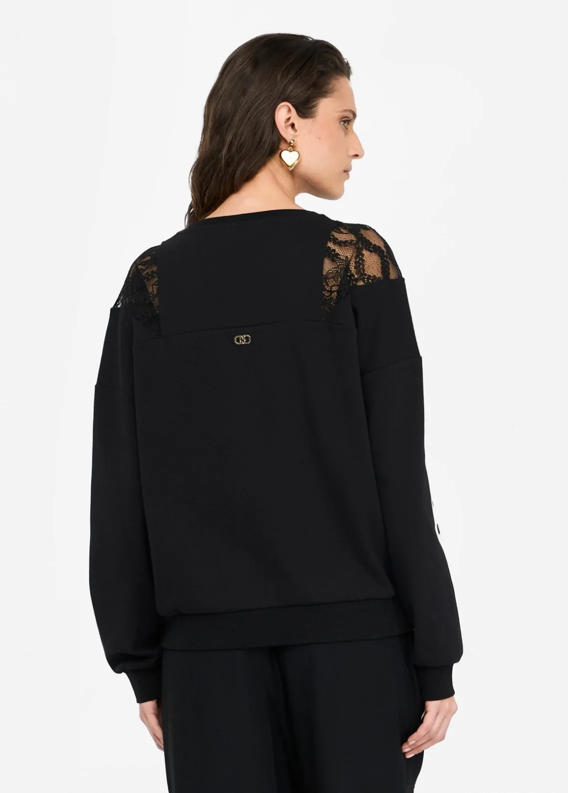 Liu Jo Sudadera de algodón con encaje-Mujer Sudaderas|Ropa Deportiva