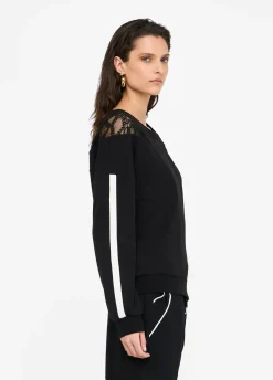 Liu Jo Sudadera de algodón con encaje-Mujer Sudaderas|Ropa Deportiva