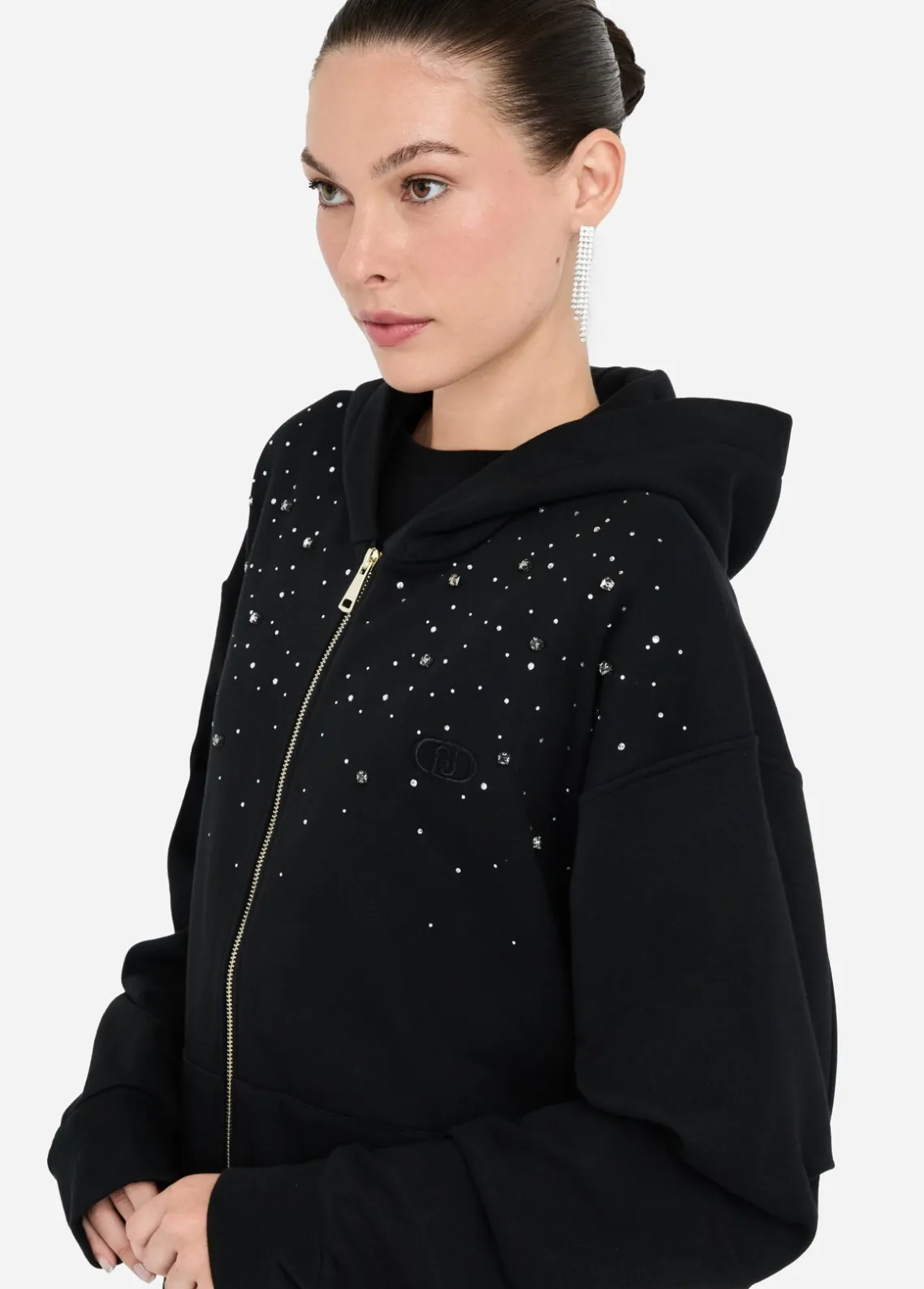 Liu Jo Sudadera de algodón con strass-Mujer Sudaderas