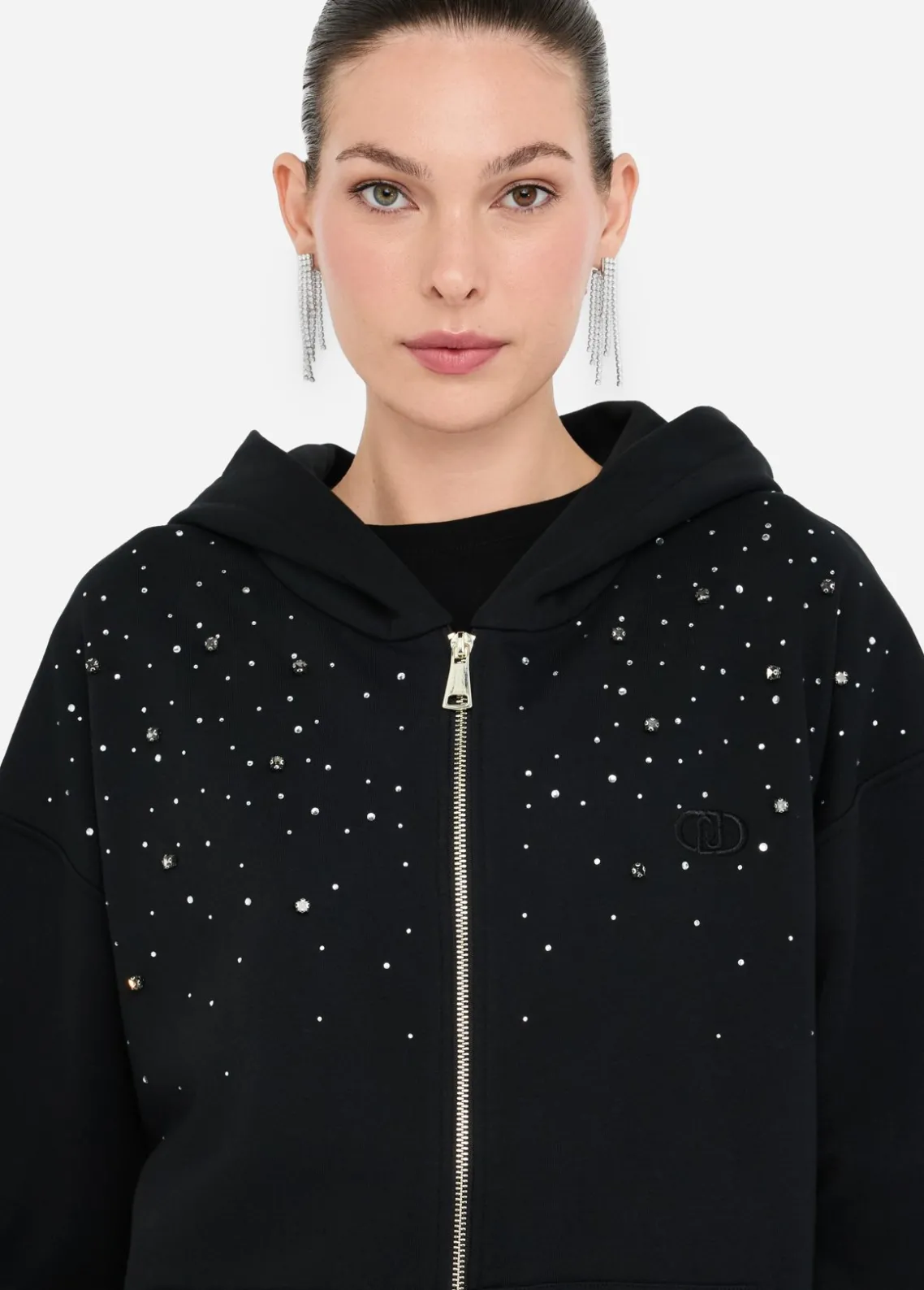 Liu Jo Sudadera de algodón con strass-Mujer Sudaderas